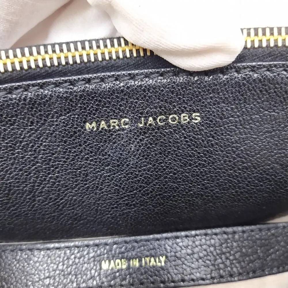Marc Jacobs Black Leather Pocket Chain Strap Double Handle Satchel Shoulder Bag